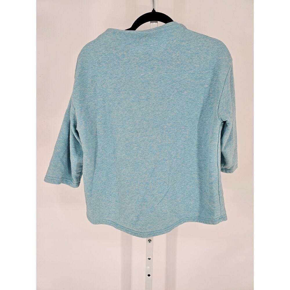 Lands End Womens Sz S Serious Sweats 3/4 Sleeve Sweatshirt Light Sky Blue - Picture 4 of 4